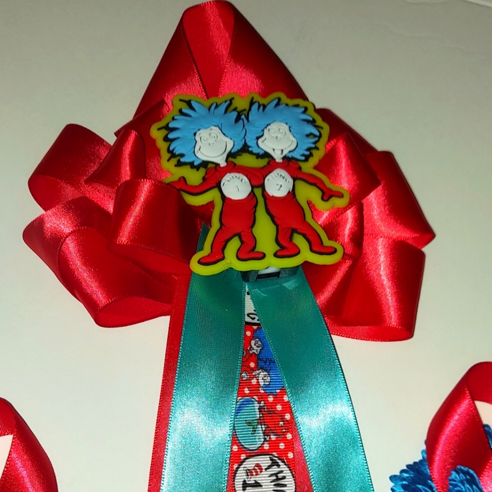 Thing 1 thing 2 babyshower corsage and guest pins